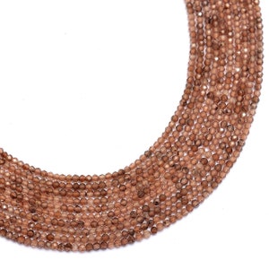 AAA+ Andusalite Gemstone 3mm Rondelle Micro Faceted Beads | 13&quot; Strand | Natural Brown Andusalite Semi Precious Gemstone Beads for Jewelry