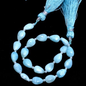 AAA+ Larimar 6x9mm Pear Briolette, Larimar Gemstone Faceted Pear Beads | 8inch Strand | Natural Larimar Loose Semi Precious Gemstone Beads