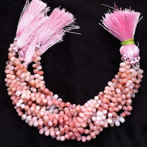 AAA+ Multi Pink Opal Gemstone 6x4mm Teardrop Briolette Beads | 8&quot; Strand | Natural Pink Opal Semi Precious Gemstone Faceted Teardrop Beads