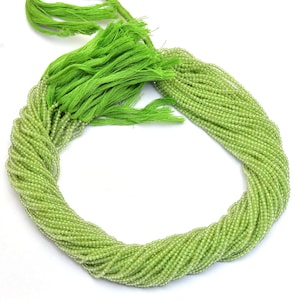 AAA Peridot Micro Faceted 2mm-3mm Beads | 13inch Strand | Natural Peridot Semi Precious Gemstone Beads for Jewelry Making | Wholesale Price