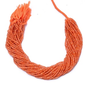 AAA+ Fiery Sunstone Gemstone 3mm Micro Faceted Rondelle Beads | 13&quot; Strand | Natural Sunstone Semi Precious Gemstone Loose Beads for Jewelry