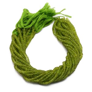 AAA+ Peridot Gemstone Rondelle Faceted Beads | 4mm-5mm Bead 13inch Strand | Natural Peridot Semi Precious Gemstone Faceted Beads for Jewelry