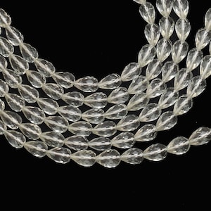 AAA+ Green Amethyst 5x8mm-7x10mm Teardrop Briolette Straight Drill Beads | 15&quot; Strand | Prasiolite Semi Precious Gemstone Faceted Drops