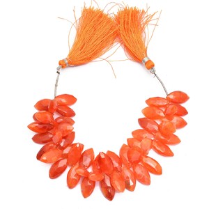 AAA Carnelian Marquise Faceted Briolettes | 9x18mm Beads 6inch Strand 250 Carats | Orange Carnelian Semi Precious Gemstone Marquise Beads