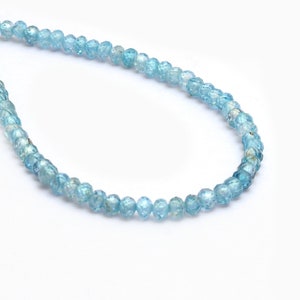 AAA + Blauer Zirkon 4mm Rondelle Lose Perlen | 21cm Strang | Natürliche seltene blaue Zirkon Edelstein Micro facettierte Perlen für Schmuck