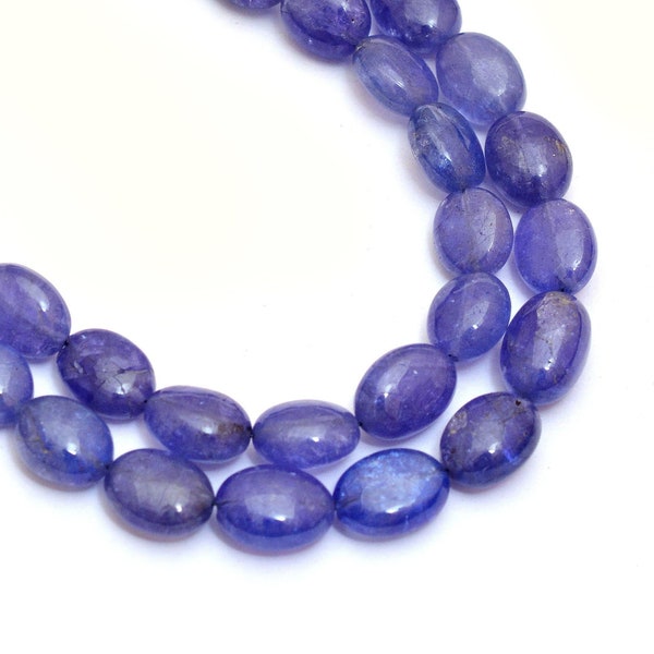 AAA+ Tanzanite Gemstone 8x10mm-9x11mm Smooth Oval Nuggets Tumbled Beads | Natural Purple Tanzanite Precious Gemstone Loose Beads for Jewelry