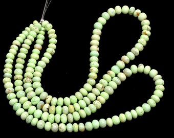 Natural AAA+ Lemon Chrysoprase Gemstone 5mm-6mm Smooth Rondelle Beads | 16inch Strand | Chrysoprase Semi Precious Gemstone Beads for Jewelry