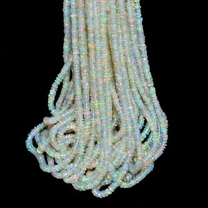 AAA+ Ethiopian Welo Opal Fire Gemstone 3mm-4mm Smooth Rondelle Beads | Natural Ethiopian Opal Gemstone Smooth Rondelle Beads | 16inch Strand