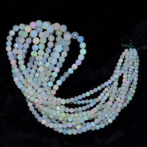 Natural Ethiopian Welo Opal Fire Round Faceted Beads | Gemstone 3mm-6mm Loose Beads 17inch Strand | Ethiopian Opal Gemstone Welo Opal Beads