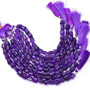 AAA+ Afrikanischer Amethyst 9x11mm-11x13mm Facettierte Nugget Perlen | 8inch Strang | Natürlicher Amethyst Edelstein Selten getrommelte lose Perlen