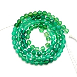 AAA+ Green Onyx Gemstone 3mm-4mm Faceted Beads | 13" Strand | Natural Multi Onyx Semi Precious Gemstone Loose Rondelle Beads for Jewelry
