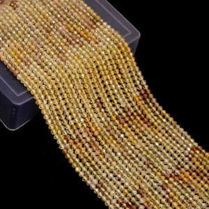 AAA+ Yellow Zircon Rondelle 3mm-4mm Faceted Beads | 13&quot; Strand | Natural Multi Zircon Semi Precious Gemstone Loose Beads for Jewelry Making