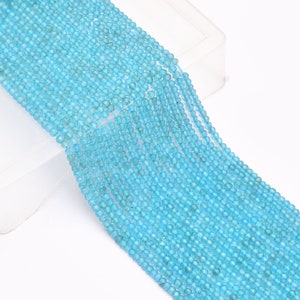 AAA+ Sky Blue Apatite 3mm Micro Faceted Rondelle Beads | 13&quot; Strand | Natural Sea Blue Apatite Semi Precious Gemstone Rondelle Loose Beads