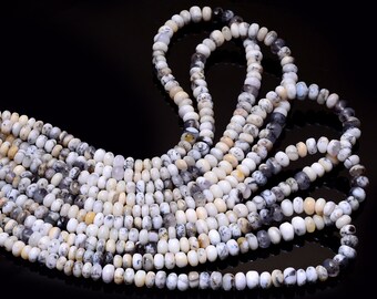 AAA + Dendrit Opal glatt 5 mm-7 mm Rondelle Perlen | Natürliche Multi White Opal Halbedelstein Lose Perlen für Schmuck | 16 cm Strang