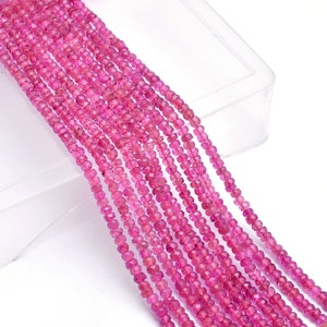 AAA+ Pink Tourmaline Hand-Cut Faceted Rondelle Beads | 16inch Strand | Natural Pink Tourmaline Semi Precious Gemstone Beads for Jewelry