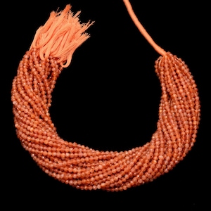 AAA+ Natural  Sunstone Gemstone 4mm Round Faceted Beads | 13" Strand | Natural Fiery Sunstone Semi Precious Gemstone Loose Beads for Jewelry