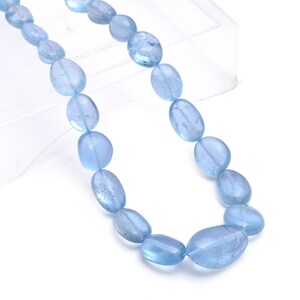AAA+ Natural Aquamarine 7x9mm-12x20mm Smooth Nuggets Beads | Blue Aquamarine Semi Precious Gemstone Tumbled Loose Beads | 12inch Strand