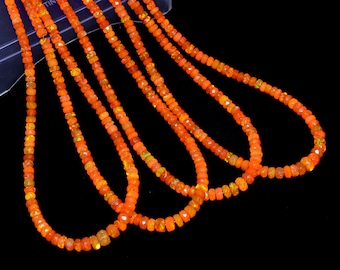 AAA+ oranje Ethiopische opaal edelsteen gefacetteerde rondelle kralen | Natuurlijke Mexicaanse opaalkleur Ethiopische vuuropaal edelsteen rondelle | 8 inch streng