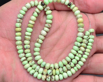 Natural Lemon Chrysoprase Gemstone 5mm-6mm Smooth Rondelle Beads | 20inch Long Strand | Chrysoprase Semi Precious Gemstone Beads for Jewelry