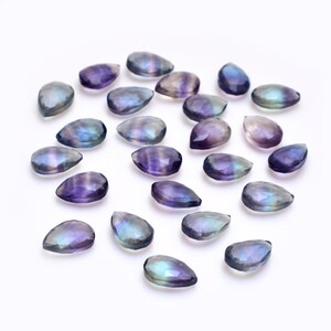 AAA+ Fluorite Gemstone Faceted Pear Briolette | 8x12mm Calibrated Loose Beads | Multi Fluorite Semi Precious Gemstone Pear Briolette Beads