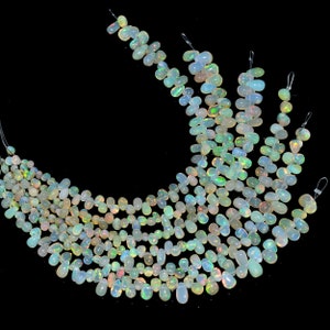 Natural Etíope Welo Fuego Piedra Preciosa de Ópalo Suave Lágrima Briolette Cuentas / Hebra de 6 pulgadas / AAA + Piedra preciosa de ópalo de fuego etíope Gotas sueltas