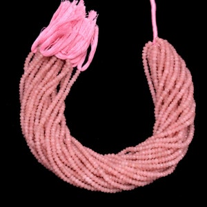 AAA+ Guava Quartz 4mm Gemstone Faceted Rondelle Beads | 13inch Strand | Natural Guava Quartz Semi Precious Gemstone Loose Beads for Jewelry