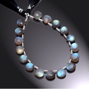AAA+ Labradorite Gemstone Heart Briolettes | 7inch Strand 10mm Heart Briolette | Natural Labradorite Fire Semi Precious Beads for Jewelry