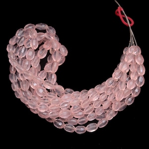AAA+ Rose Quartz 8mm-10mm Oval Faceted Beads | Natural Pink Rose Quartz Semi Precious Gemstone Oval Beads for Jewelry Making | 15inch Strand