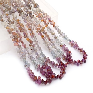 AAA+ Multi Sapphire Teardrop Briolette Faceted Beads | 16inch Strand | Natural Multi Sapphire Precious Gemstone Loose Drops Bead for Jewelry