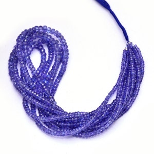 AAAA+ Tanzanite Gemstone 3mm-5.50mm Faceted Rondelle Beads | 16&quot; Strand | Natural High Quality Tanzanite Precious Gemstone Rondelle Beads