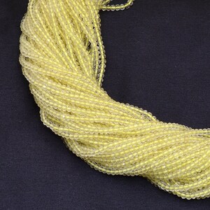 Lemon Quartz Micro Faceted 2mm-3mm Beads | 13inch Strand | Natural Yellow Lemon Quartz Semi Precious Gemstone Beads For Jewelry Making
