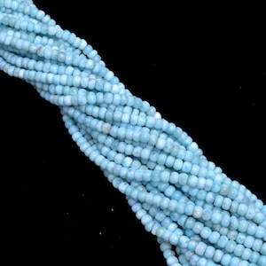 AAA+ Larimar Gemstone 4mm-6mm Smooth Rondelle Beads | 8&quot; Strand | Natural Dominican Larimar Semi Precious Gemstone Loose Beads for Jewelry