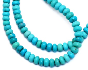 AAA+ Turquoise Gemstone 4mm-6mm Smooth Rondelle Beads | 14inch Strand | Natural Arizona Rare Turquoise Semi Precious Gemstone Loose Beads