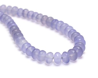 AAA+ Natural Namibian Blue Chalcedony 5mm-7mm Smooth Rondelle Beads, 14inch Strand, AAA+ Lavender Chalcedony Semi Precious Gemstone Beads