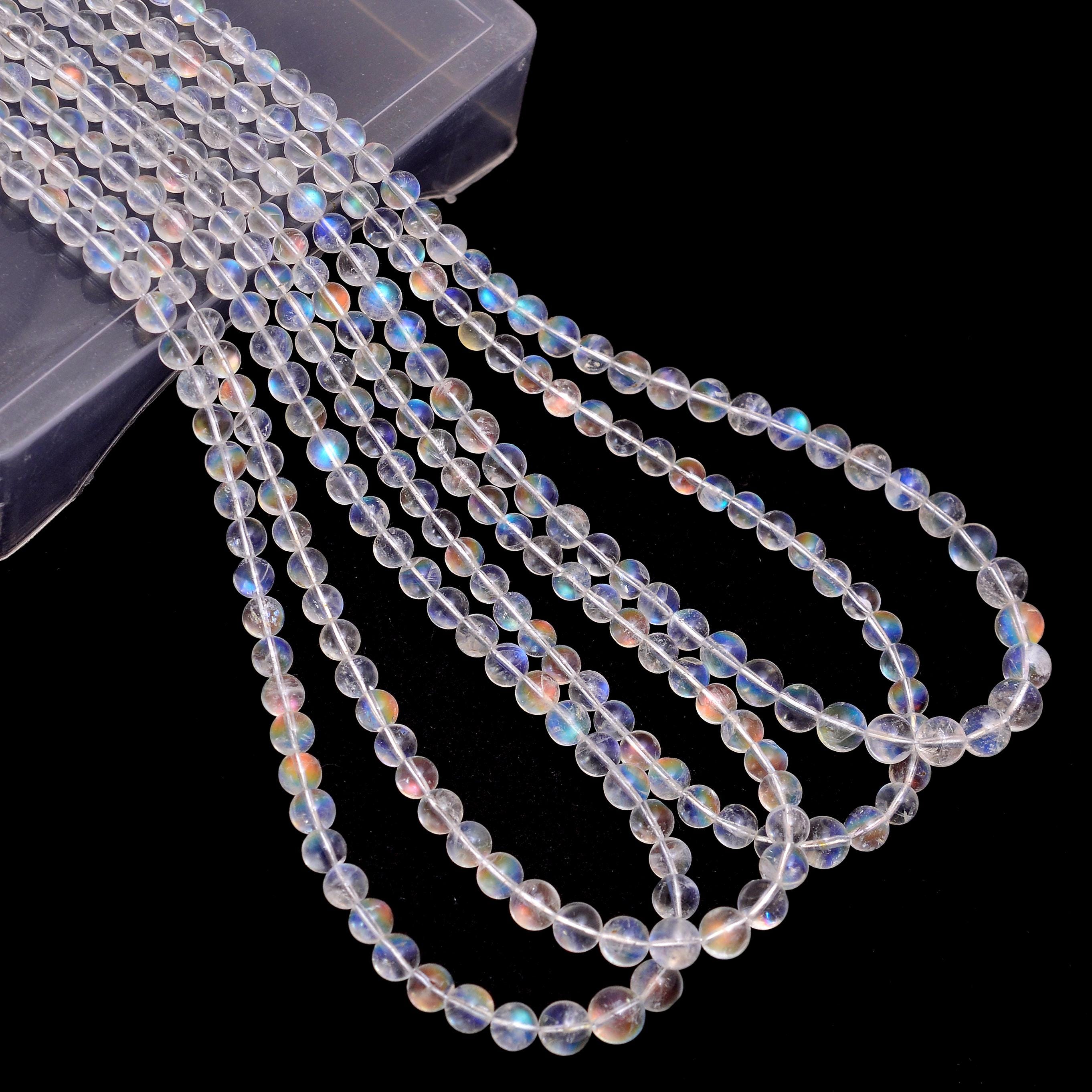 thumbnail image 2 of Natural Rainbow Moonstone Beaded Necklace - 18 Inch - Pink Gleamy 6/8/10mm 2 of 5