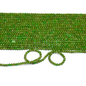 AAA+ Chrome Diopside Gemstone 2mm-2.5mm Micro Faceted Beads | Natural Chrome Diopside Semi Precious Gemstone Rondelle Beads | 13inch Strand