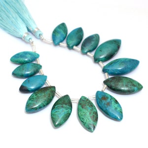AAA+ Chrysocolla Gemstone Smooth Marquise Fancy Loose Beads | Natural Chrysocolla Semi Precious Gemstone Briolette Beads | 5&quot; Strand