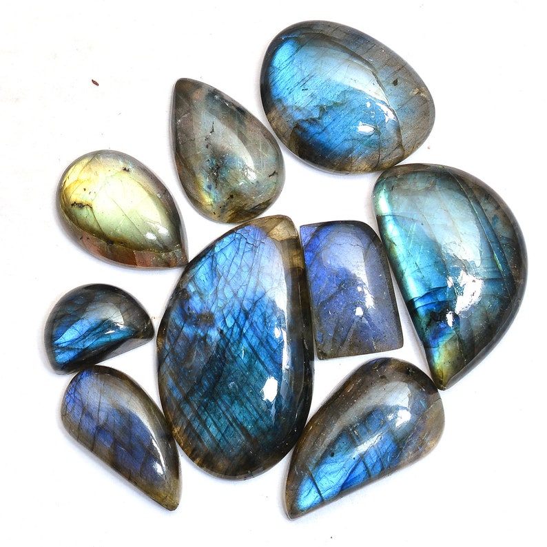 Natural Rare Labradorite Blue Fire Gemstone 18mm-40mm Fancy Cabochon Lot Labradorite Semi Precious Gemstone Smooth Cabs for Wire Wrapping
