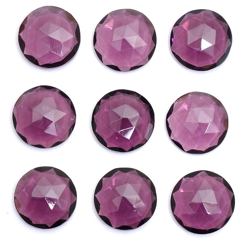 AAA Amethyst Hydro Quartz Loose Semi Precious Gemstone Jewelry Making Cabs Amethyst Colored Quartz Round Rosecut 16mm Faceted Cabochon