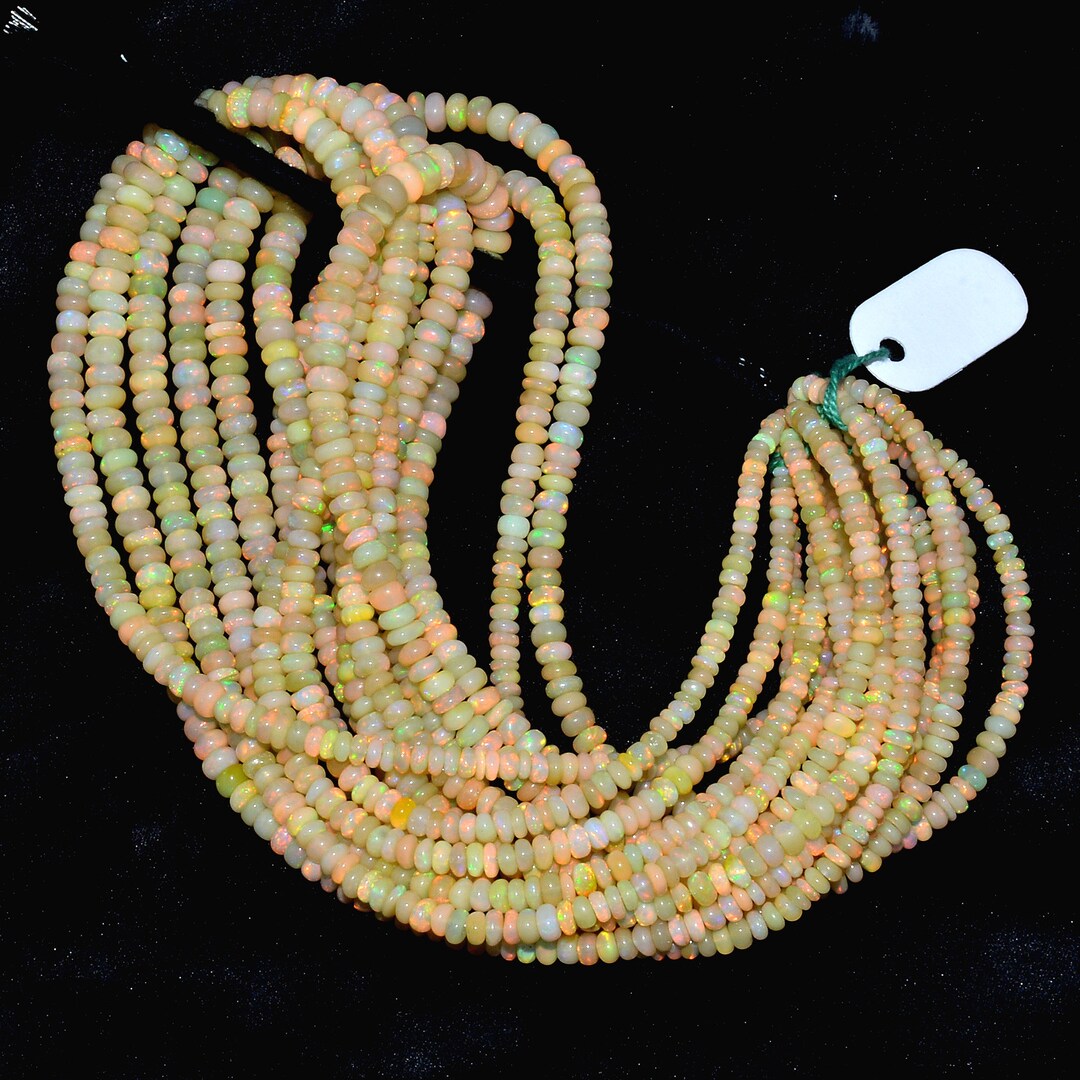 Natural Ethiopian Welo Opal Fire Rondelle Beads | 3mm-6mm Beads 8inch ...