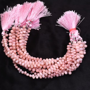 AAA+ Pink Opal Gemstone Teardrop Briolette Beads | 8inch Strand | Natural Pink Opal Semiprecious Gemstone Faceted Teardrop Beads for Jewelry