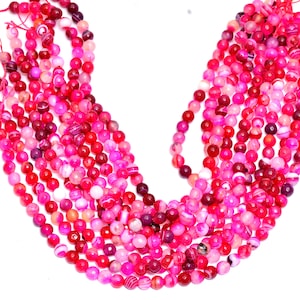AAA+ Pink Fire Agate Gemstone Round Faceted Beads | 8mm Beads 15inch Strand | Agate Semi Precious Gemstone Beads for Jewelry Making
