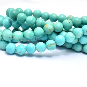 AAA+ Turquoise Gemstone Round Beads | 3mm-4.5mm Graduating Smooth Beads | Genuine Turquoise Semi Precious Gemstone Loose Beads for Jewelry