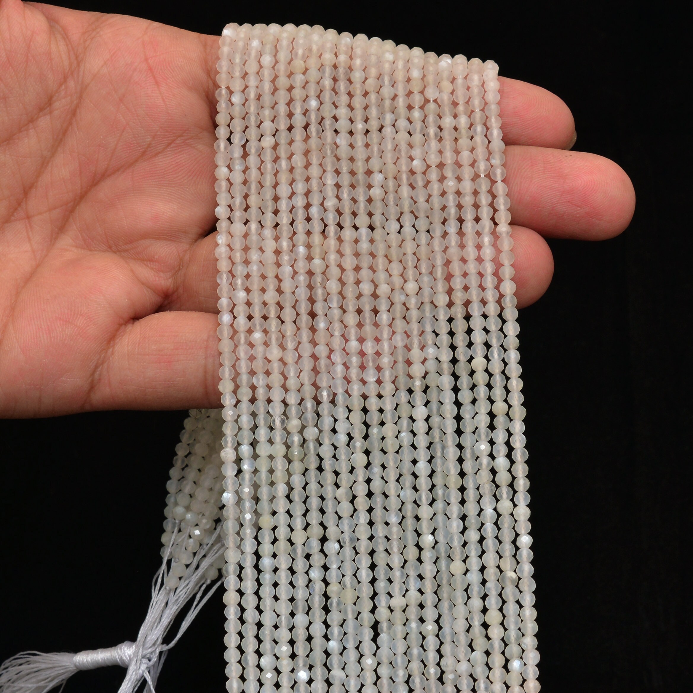 Perline Sfuse Rotonde In Pietra Di Luna Bianca Naturale AAA + Per La - Foto 8