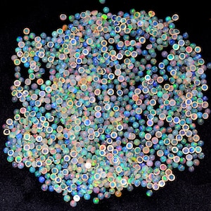 Ethiopian Opal 2mm Round Cabochon | Natural Ethiopian Welo Opal Multi Fire Semi Precious Gemstone Flat Back Cabochon Lot | AAA Quality Opal