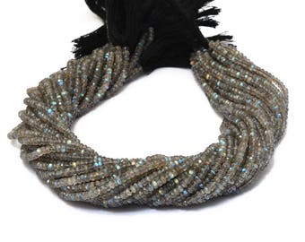 AAA+ Labradorite Rondelle Faceted Beads | 3mm-5mm Beads 13" Strand | Natural Blue fire Labradorite Semi Precious Gemstone Beads for Jewelry