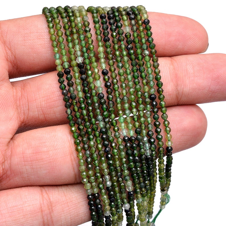 AAA Green Tourmaline Gemstone 2.5mm Faceted Beads 13 Strand Natural Rare Green Tourmaline Semi Precious Gemstone Loose Rondelle Beads image 5