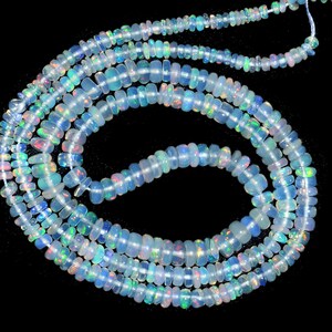 AAA+ Ethiopian Welo Opal Fire Rondelle Beads | Gemstone 3mm-4.5mm Beads | Natural Ethiopian Opal Gemstone Smooth Rondelles | Welo Opal Beads
