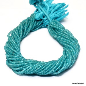 AAA Sky Apatite 3mm-4mm Faceted Rondelle Beads | 13inch Strand | Sea Blue Apatite Natural Semi Precious Gemstone Beads for Jewelry Making |