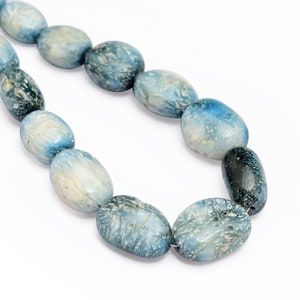 RARE Find Nakauriite 18mm-24mm Smooth Nuggets Tumbled Beads | 16inch Strand | Blue Ice Glacierite Semi Precious Gemstone Loose Beads